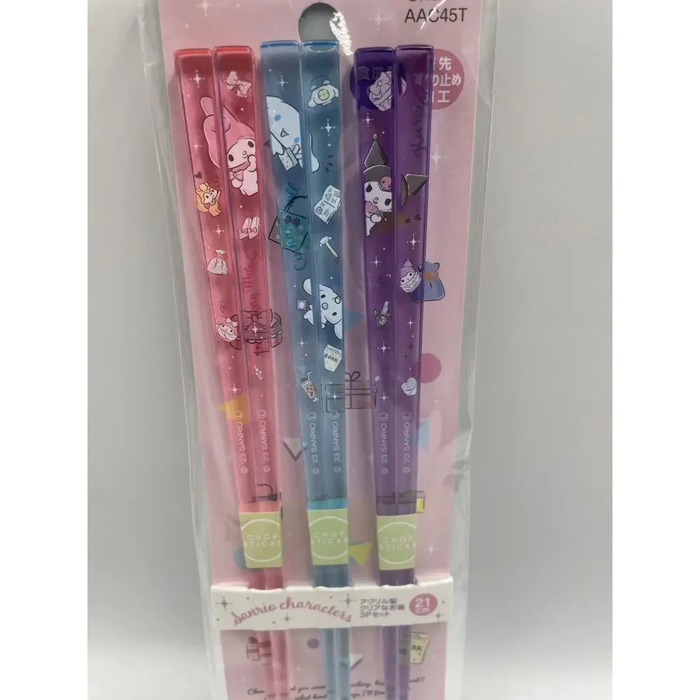 Acrylic chopsticks 21cm 3 servings set Adult Sanrio Characters AAC45T-A